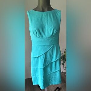 Turquoise Tiered Sheath Dress (Size 12)